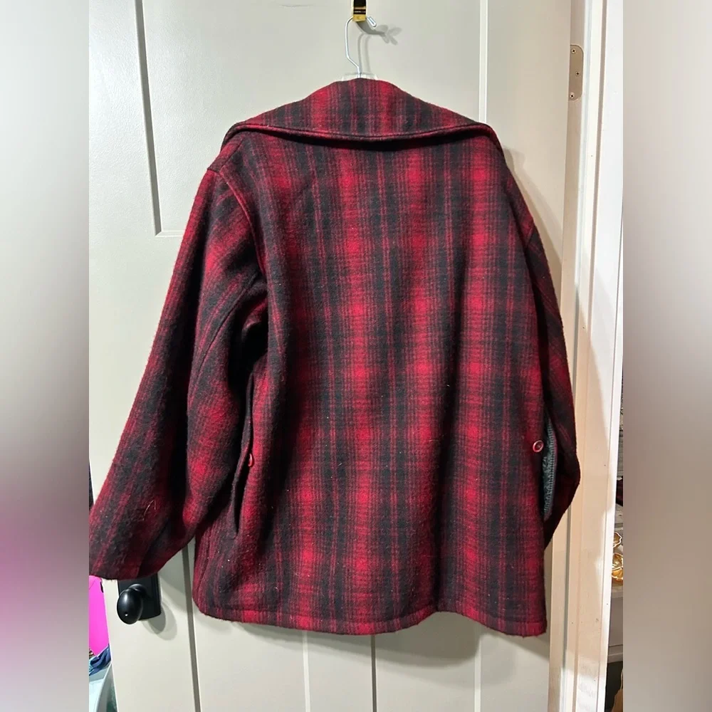 Vintage Woolrich Mackinaw Wool Jacket pants set Buffalo Plaid Hunting black red